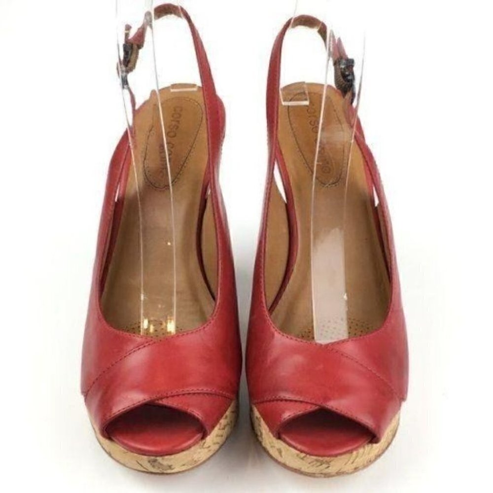 Corso Como platforms size 7 red leather cork funky - Picture 2 of 8